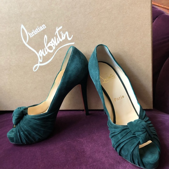 Christian Louboutin Forest Green suede pumps 37.5 - Picture 1 of 8